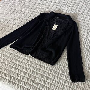 J. Jill Black Lace-Trimmed Blazer